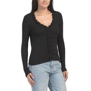 GOLDIE TEE Black Rosaline V-neck Top